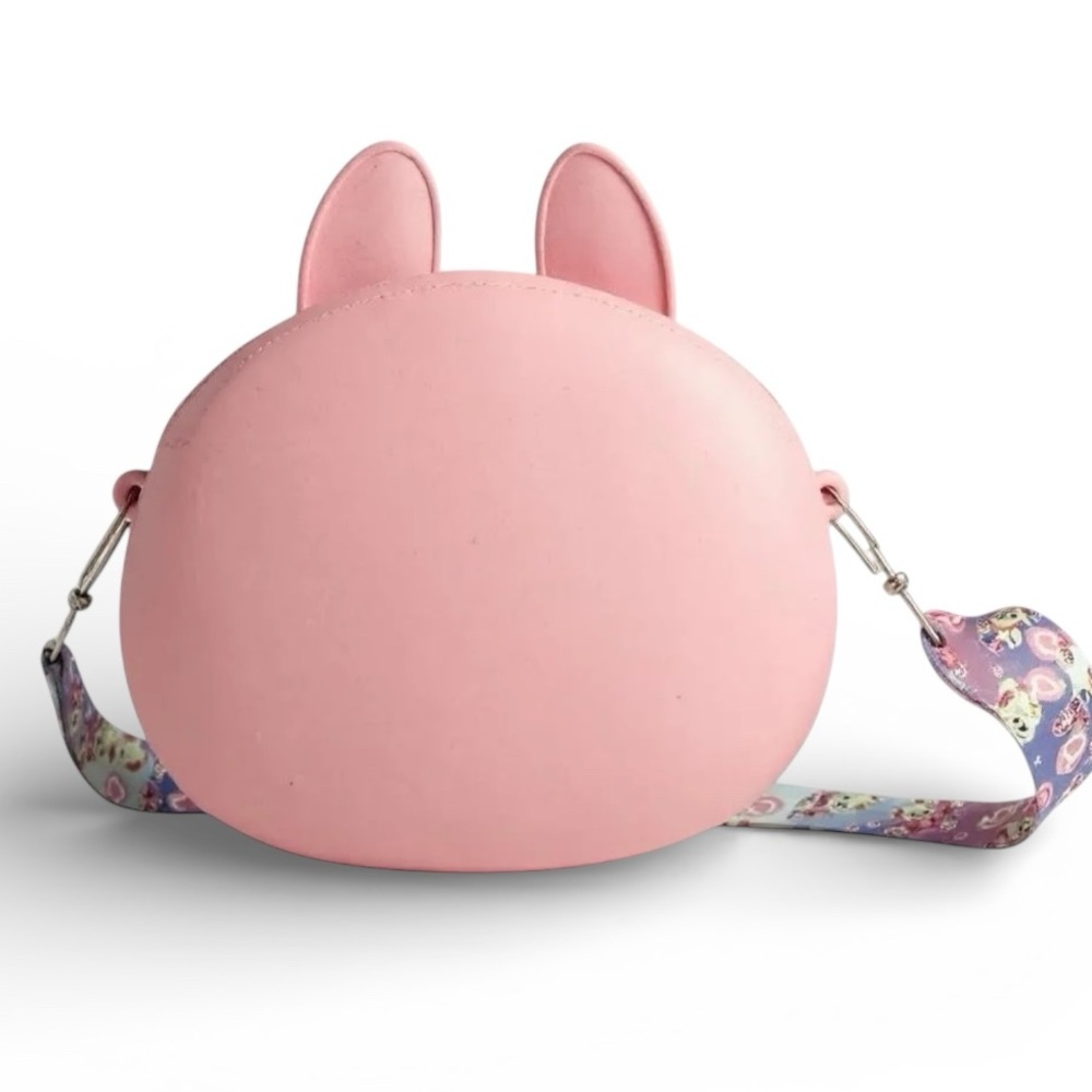 Cute Pink Bunny Crossbody Bag - Silicone Novelty Shoulder Purse - Picture 3 of 3
